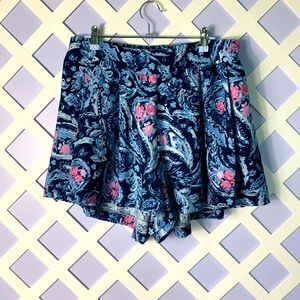 Torrid Blue Artsy Floral Flowy Shorts 0